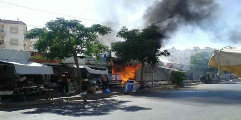 حريق بـ 5 محلات تجارية في ضاحية قدسيا بريف دمشق